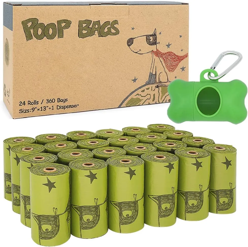 Ley's Dog Poop Bags 360 Count, Biodegradable Poop bags Extra Thick Strong, Eco-Friendly Dog Waste Bag, Doggie Bag Refill Rolls