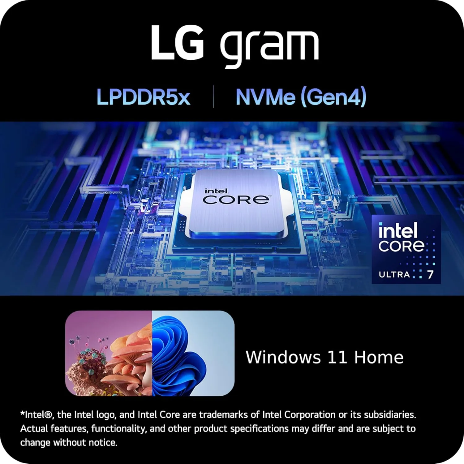 LG gram 15-inch Lightweight Laptop, Intel Evo Edition - AI-enabled Intel Core Ultra 7 Processor, Windows 11 Home, 16GB RAM, 512GB SSD, Touch IPS Display, Black