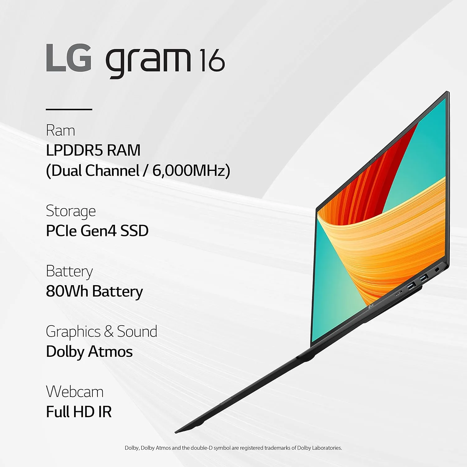 LG gram 16” Lightweight Laptop, Intel 13th Gen Core i7 Evo Platform, Windows 11 Home, 16GB RAM, 512GB SSD, Black