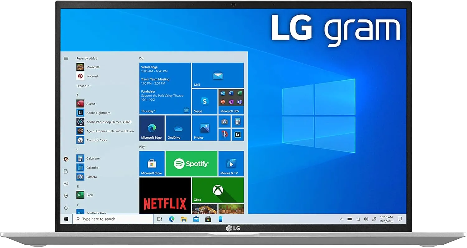 LG gram 16Z90P Laptop 16" IPS Ultra-Lightweight, (2560 x 1600), Intel Evo 11th gen Core i7, 16GB RAM, 1TB SSD, Upgradeable Windows 10 Home, Alexa Built-in, 2X USB-C, HDMI, USB-A - Silver