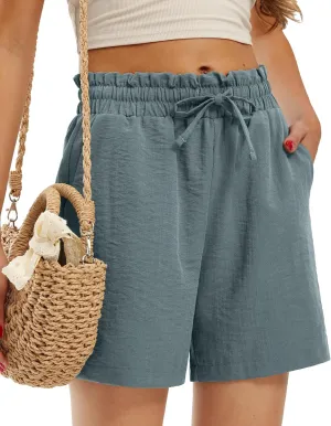 Libin Shorts for Women Linen Shorts High Waisted Lightweight Casual Summer Drawstring Beach Vacation Outfit