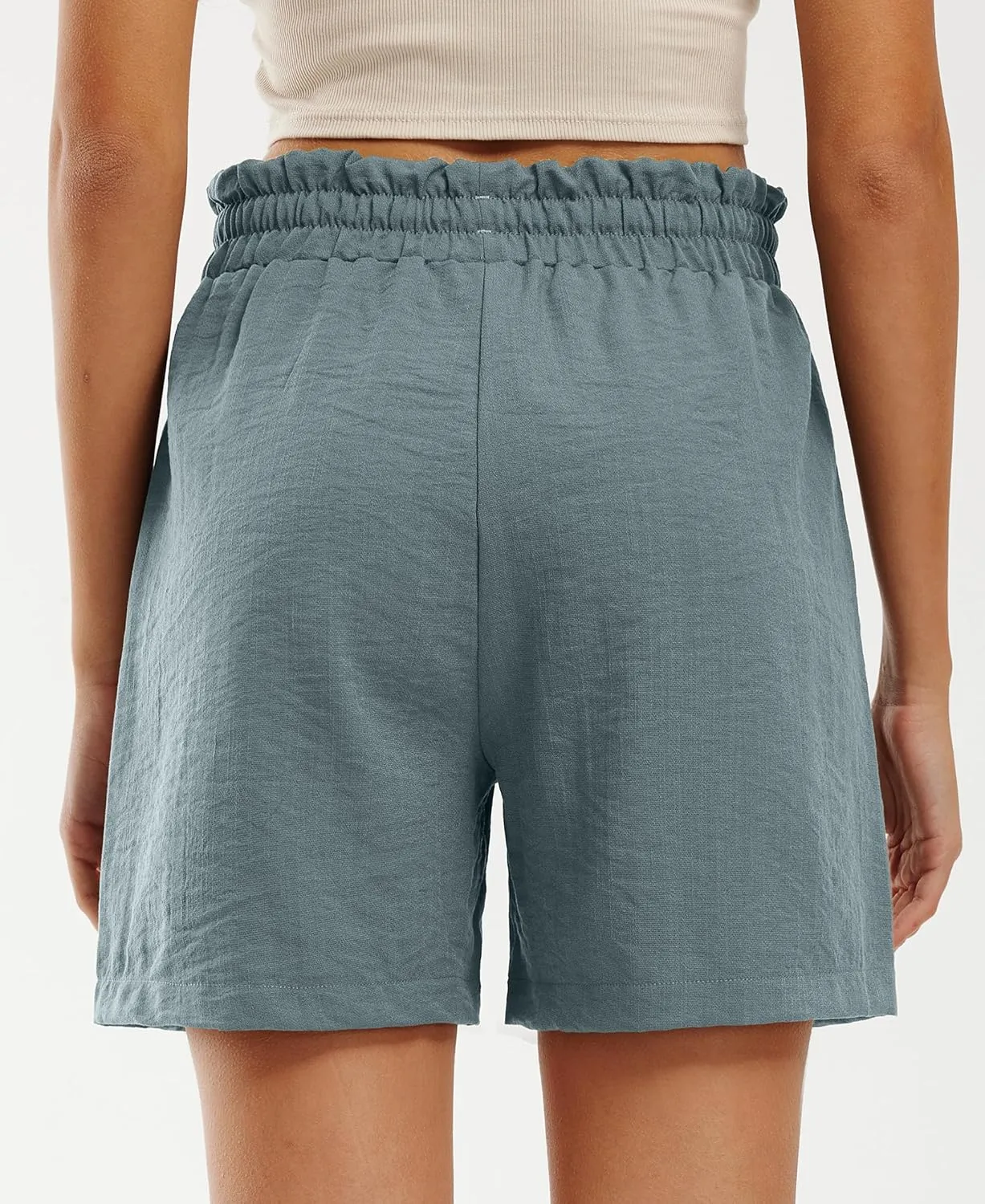 Libin Shorts for Women Linen Shorts High Waisted Lightweight Casual Summer Drawstring Beach Vacation Outfit