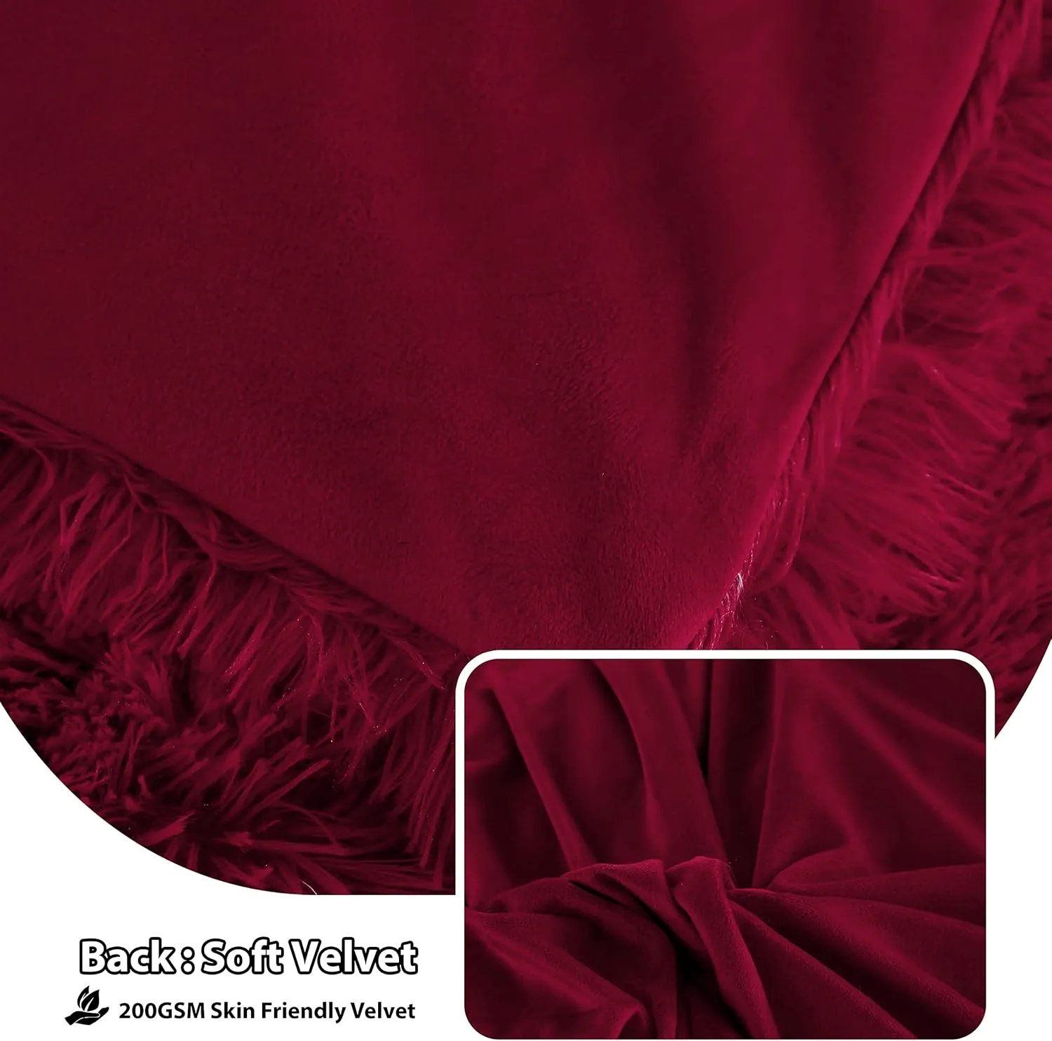 LIFEREVO 2 Pack Luxury Faux Fur Pillow Shams, Shaggy Plush Pillow Cases Christmas Pillowcases Decorative Soft Furry Pillow Covers with Zipper Closure for Home Bedroom, Standard Size(Burgundy,20"x26")