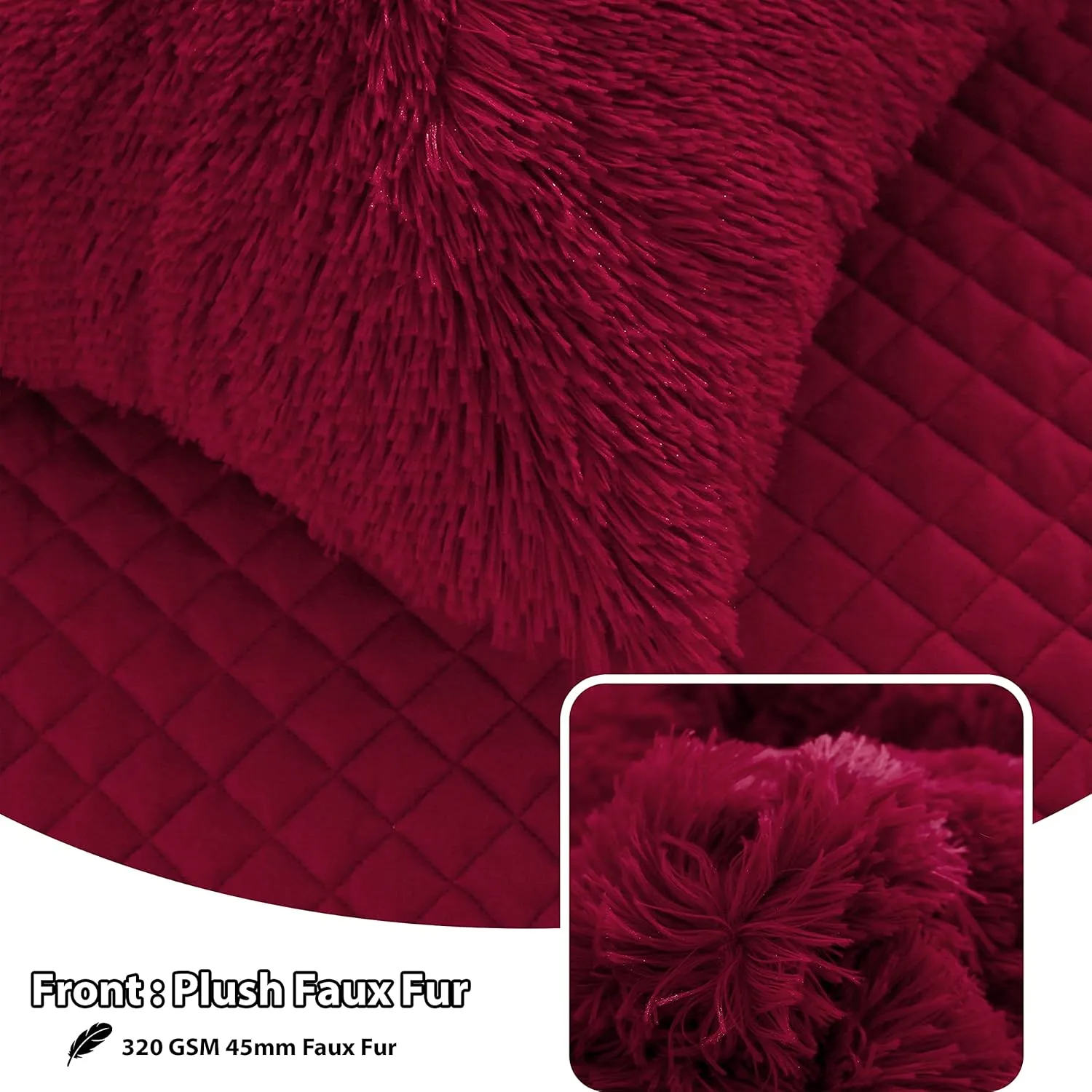 LIFEREVO 2 Pack Luxury Faux Fur Pillow Shams, Shaggy Plush Pillow Cases Christmas Pillowcases Decorative Soft Furry Pillow Covers with Zipper Closure for Home Bedroom, Standard Size(Burgundy,20"x26")