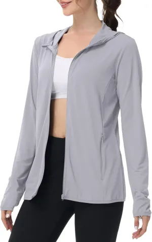 Light Jackets for Women Sun Protection Hiking Fishing Jacket UPF 50  Summer Beach Hoodies Zip Up Running Clothing