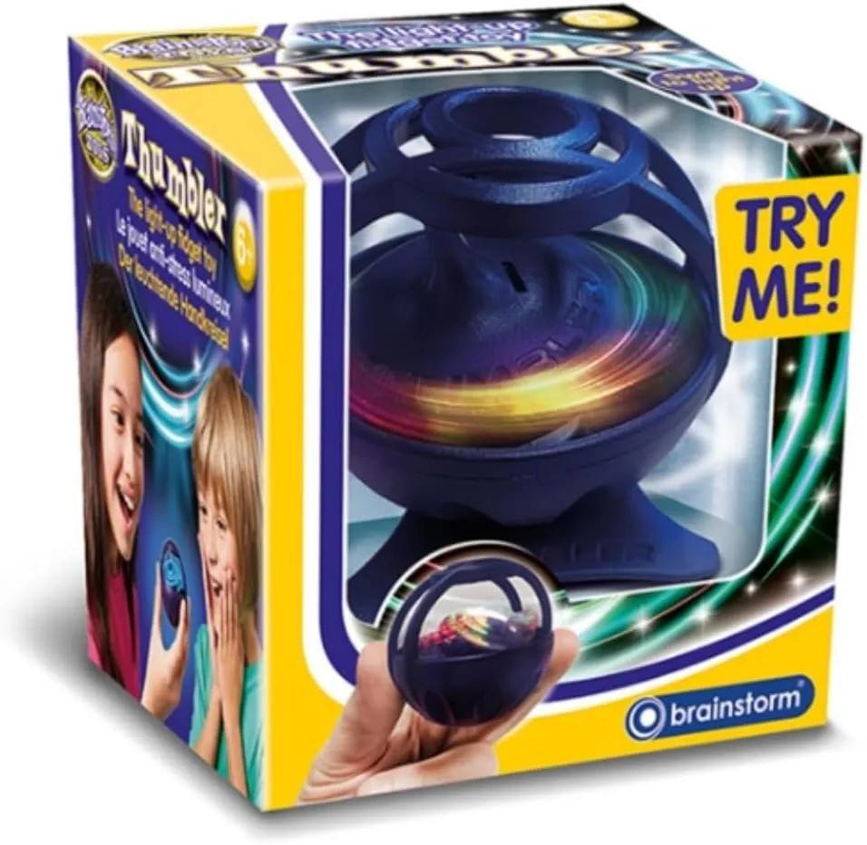 Light Up Fidget Toy Thumbler – Science in Motion, Simply Swirl The Light-Up Spinning Top, Fun Novelty Desktop Toy