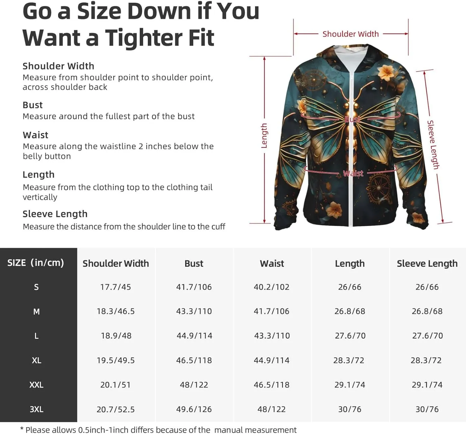 Lightweight UV Protection Sun Jacket, Gold Dragonfly Flower Print Sportswear Hooded Sunblock Shirt for Outdoor