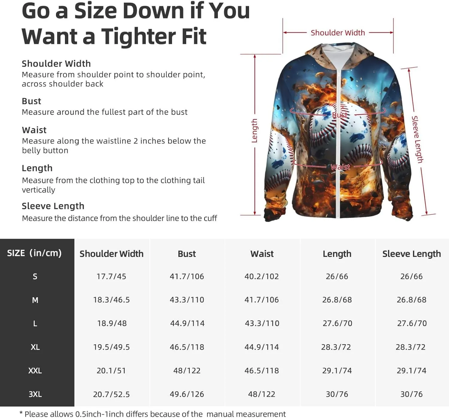 Lightweight UV Protection Sun Jacket, Hot Baseball Print Sportswear Hooded Sunblock Shirt for Outdoor