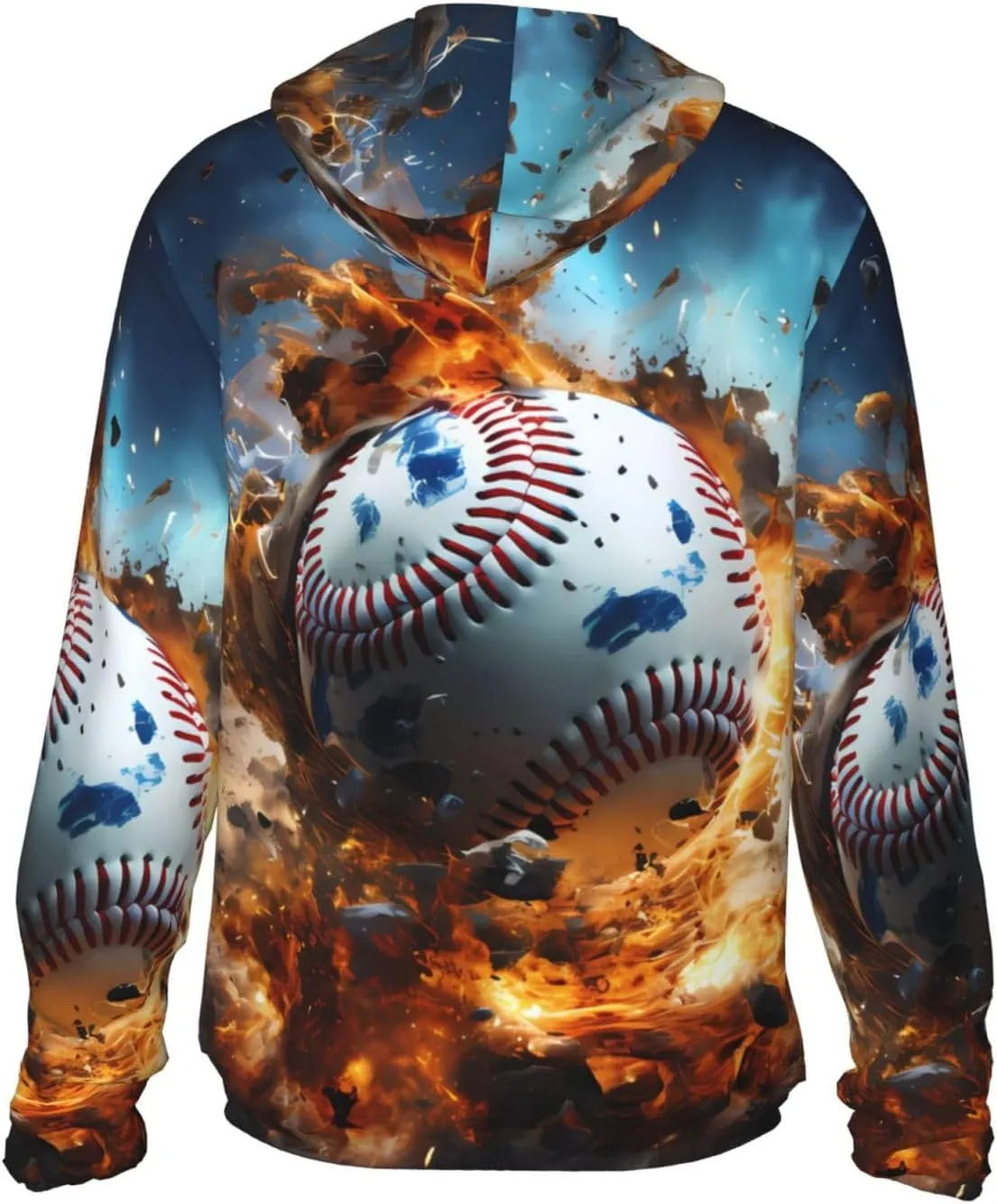 Lightweight UV Protection Sun Jacket, Hot Baseball Print Sportswear Hooded Sunblock Shirt for Outdoor