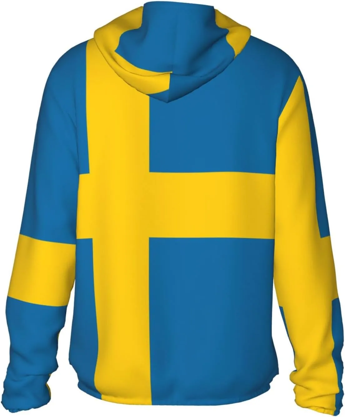Lightweight UV Protection Sun Jacket, Swedish Flag Print Sportswear Hooded Sunblock Shirt for Outdoor
