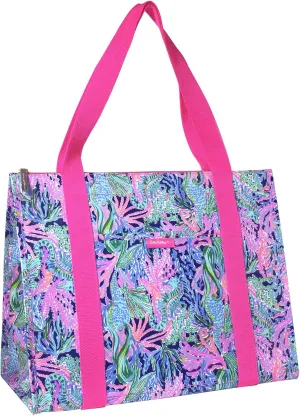 Lilly Pulitzer Insulated Market Shopper Bag Large Capacity, Oversize Reusable Grocery Tote with Thermal Insulated Interior