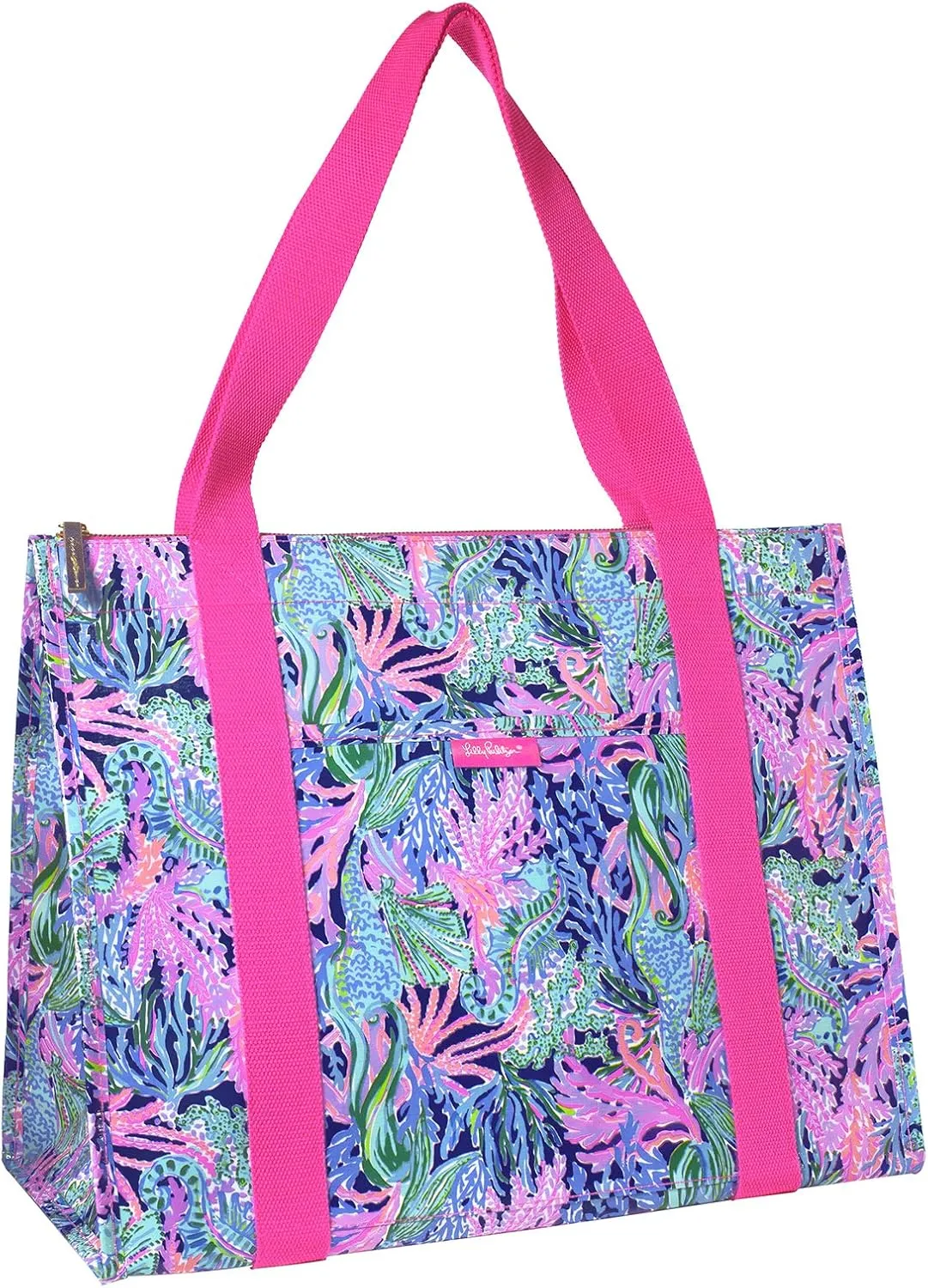 Lilly Pulitzer Insulated Market Shopper Bag Large Capacity, Oversize Reusable Grocery Tote with Thermal Insulated Interior