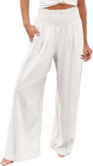 Linen Cargo Pants Women Summer Linen Pants Pants Wide Leg Long Pant Trousers with Pocket Womens Linen Pants Straight Leg