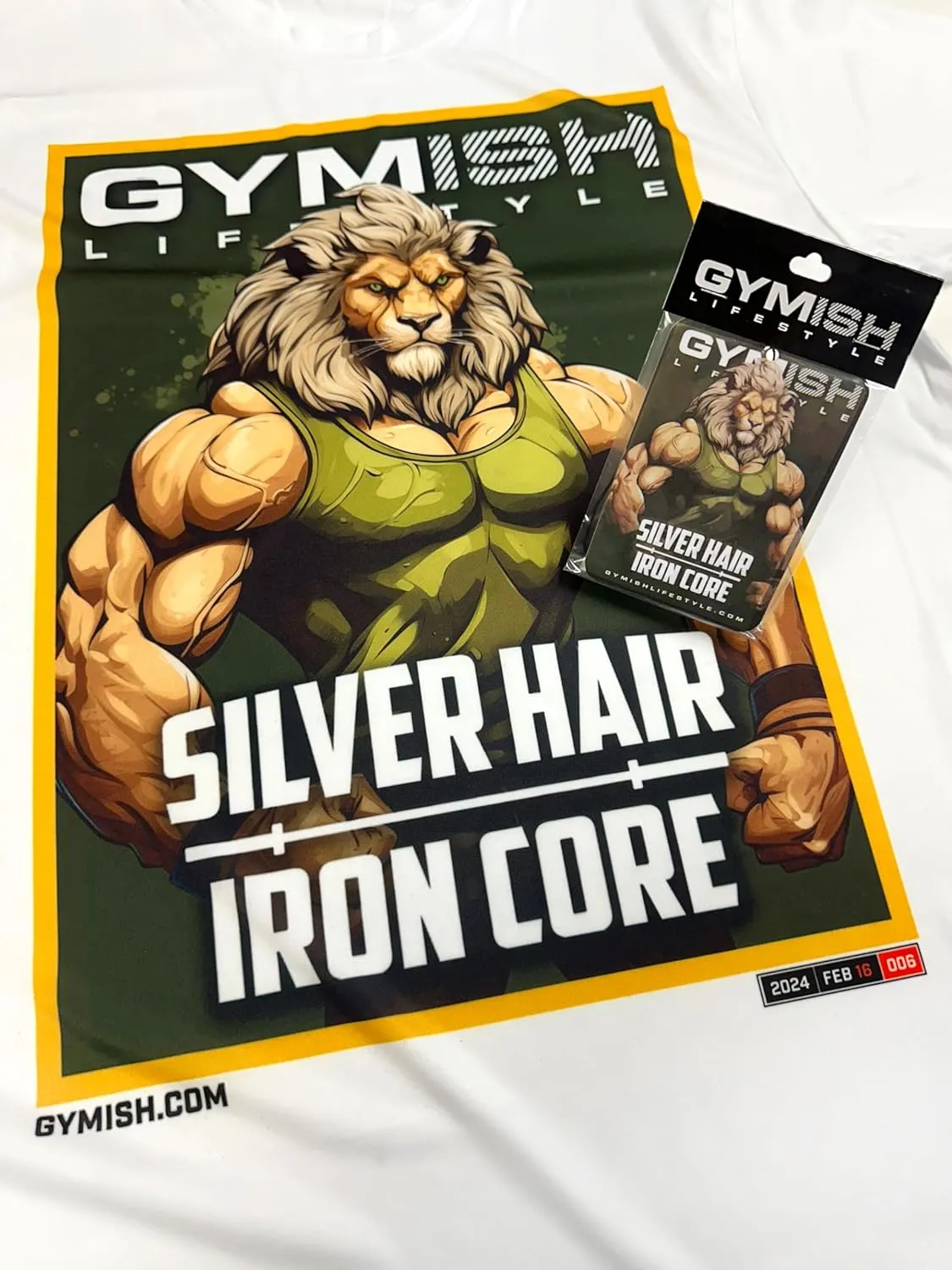 Lion Iron Core Workout Gym T-Shirt for Men with Air Freshener Gift Set