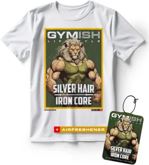 Lion Iron Core Workout Gym T-Shirt for Men with Air Freshener Gift Set