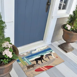 Liora Manne FrontPorch Indoor/Outdoor Hand Tufted Durable Area Rug - Transitional Graphic Coastal Ocean Colorful (Dog Beach Blue) (2' x 3')
