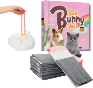 Litter Box Liners, 22 pack Super Absorbent Carbon Odor Eliminator Rabbit Litter Pad Bags- Adhesive, Contactless Cage Liner (Large) (Charcoal, X-Large)