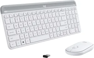 Logitech Slim Wireless Keyboard and Mouse Combo - Off White (Renewed)