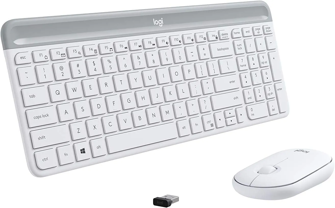Logitech Slim Wireless Keyboard and Mouse Combo - Off White (Renewed)