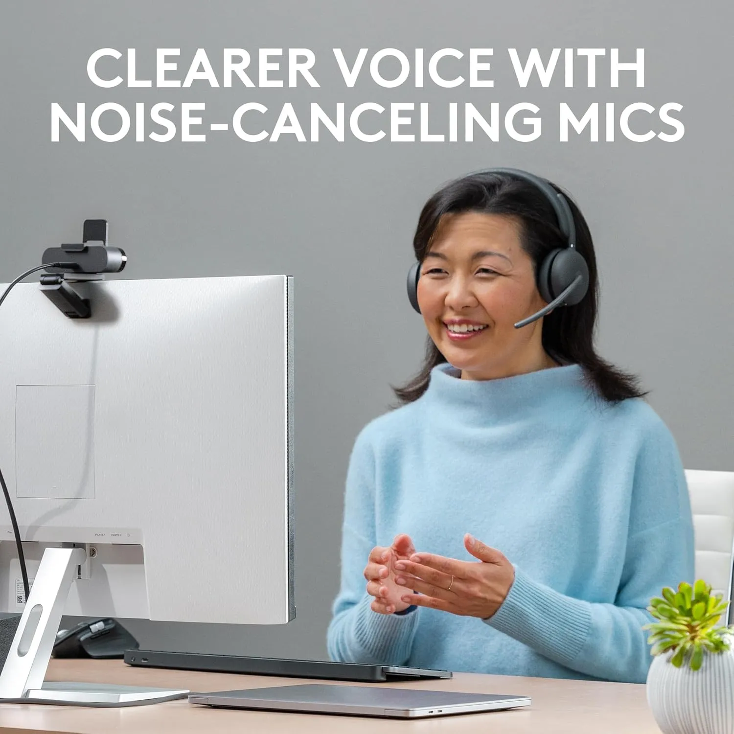 Logitech Zone 950 Premium Noise Canceling Headset with Hybrid ANC, Bluetooth, USB-C, USB-A, Certified for Zoom, Google Meet, Google Voice, and Fast Pair - Graphite