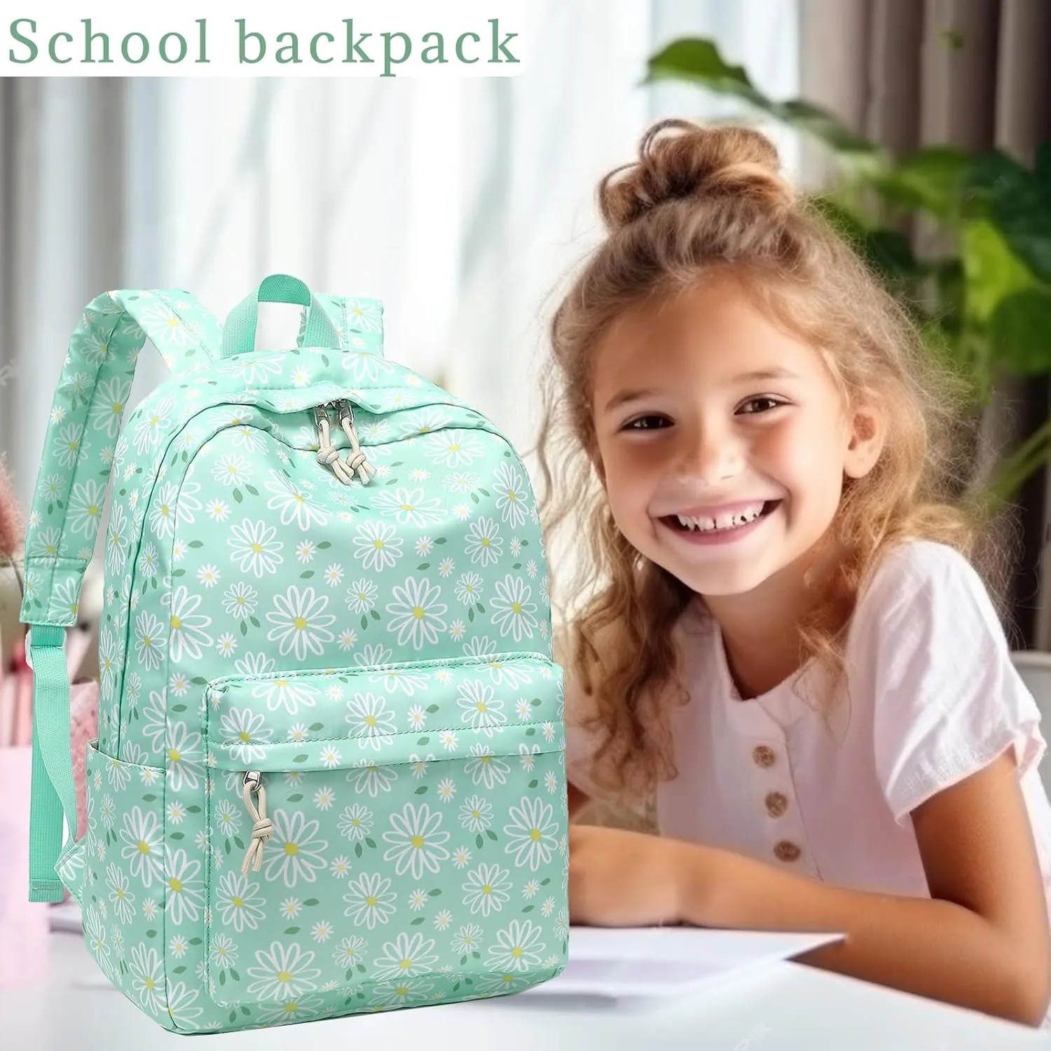 LOIDOU Backpack for Teen Girls Bookbags School Backpack with Lunch Box and Pencil Case 3 in 1 School Bags Set