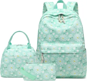 LOIDOU Backpack for Teen Girls Bookbags School Backpack with Lunch Box and Pencil Case 3 in 1 School Bags Set