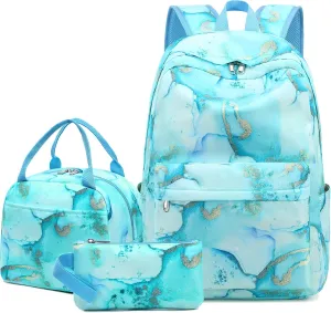 LOIDOU Backpack for Teen Girls Bookbags School Backpack with Lunch Box and Pencil Case 3 in 1 School Bags Set