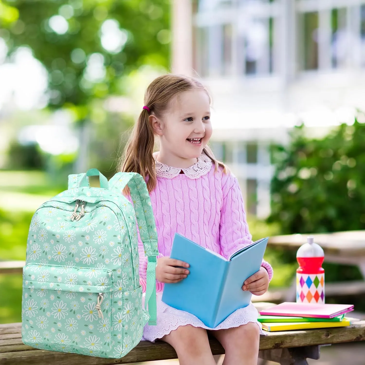 LOIDOU Backpack for Teen Girls Bookbags School Backpack with Lunch Box and Pencil Case 3 in 1 School Bags Set