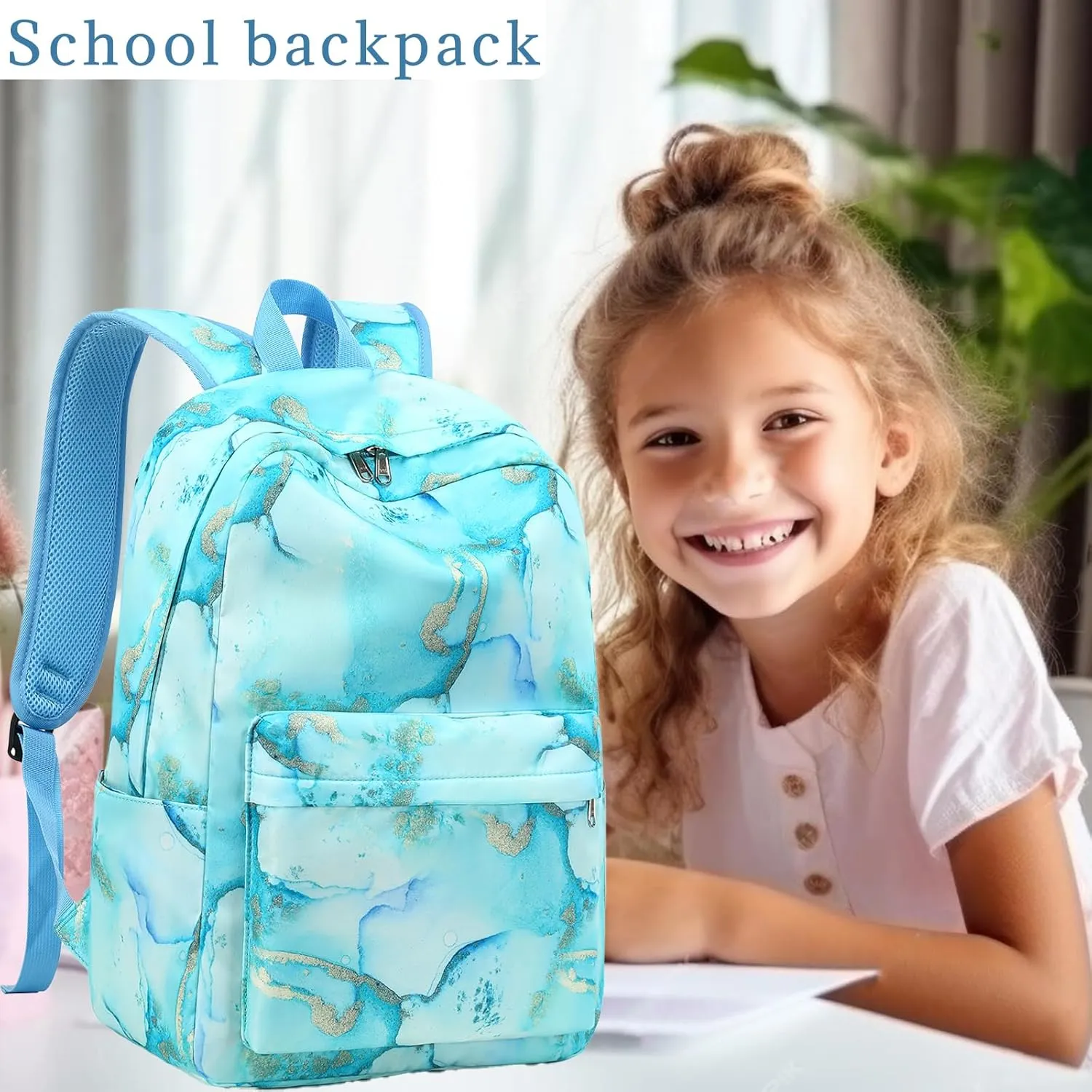 LOIDOU Backpack for Teen Girls Bookbags School Backpack with Lunch Box and Pencil Case 3 in 1 School Bags Set
