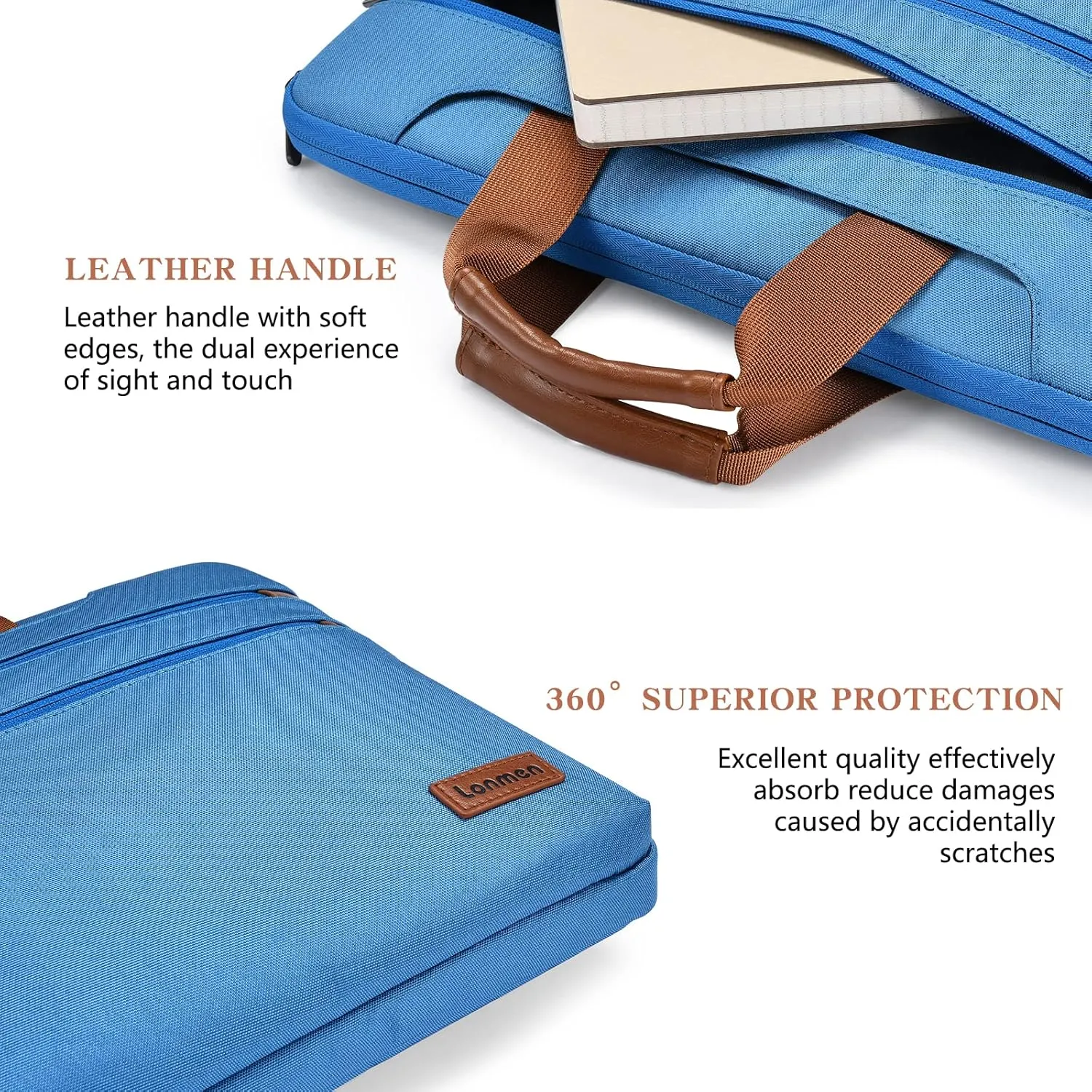 LONMEN 14 Inch Laptop Shoulder Bag,Computer Sleeve Carrying Case for 15 inch MacBook Pro 2019 / MacBook Pro Retina/Microsoft Surface Book 2 / Dell XPS 15/14" Laptop/Chromebook/Ultrabook