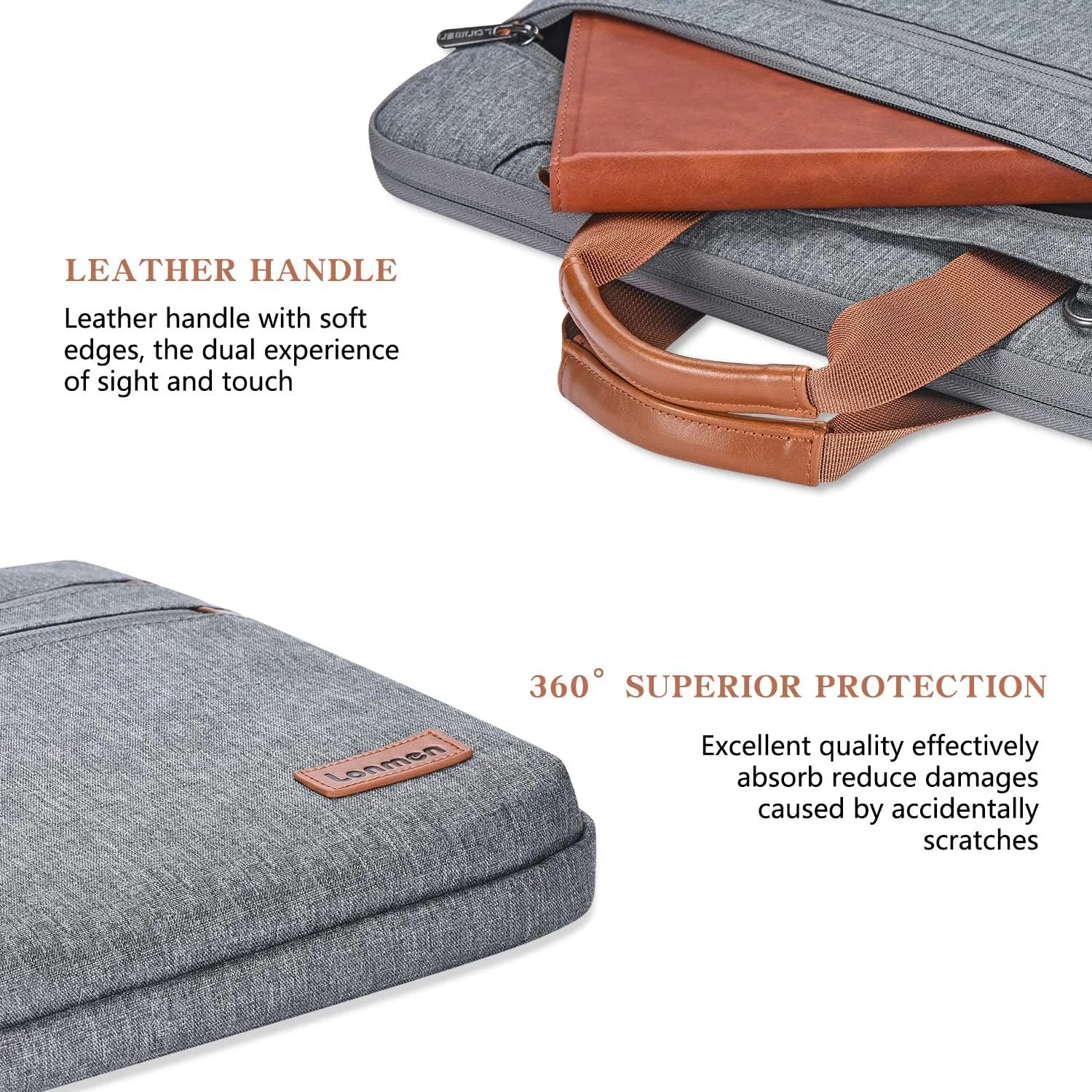 LONMEN 17.3 Inch Laptop Shoulder Bag,Computer Sleeve Carrying Case for 17.3" Lenovo IdeaPad 330 / Dell Inspiron 17 5000 / HP Pavilion/Acer/MSI/ASUS (Gray)