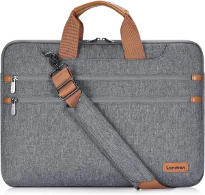 LONMEN 17.3 Inch Laptop Shoulder Bag,Computer Sleeve Carrying Case for 17.3" Lenovo IdeaPad 330 / Dell Inspiron 17 5000 / HP Pavilion/Acer/MSI/ASUS (Gray)