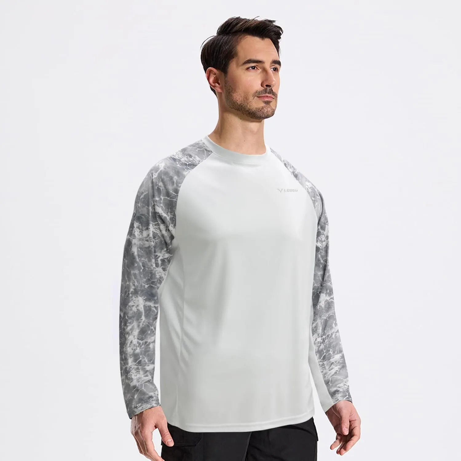 LOOGU Men's UPF 50  UV Sun Protection SPF Rash Guard Lightweight Long Sleeve Shirts Outdoor for Fishing Hiking Swimming