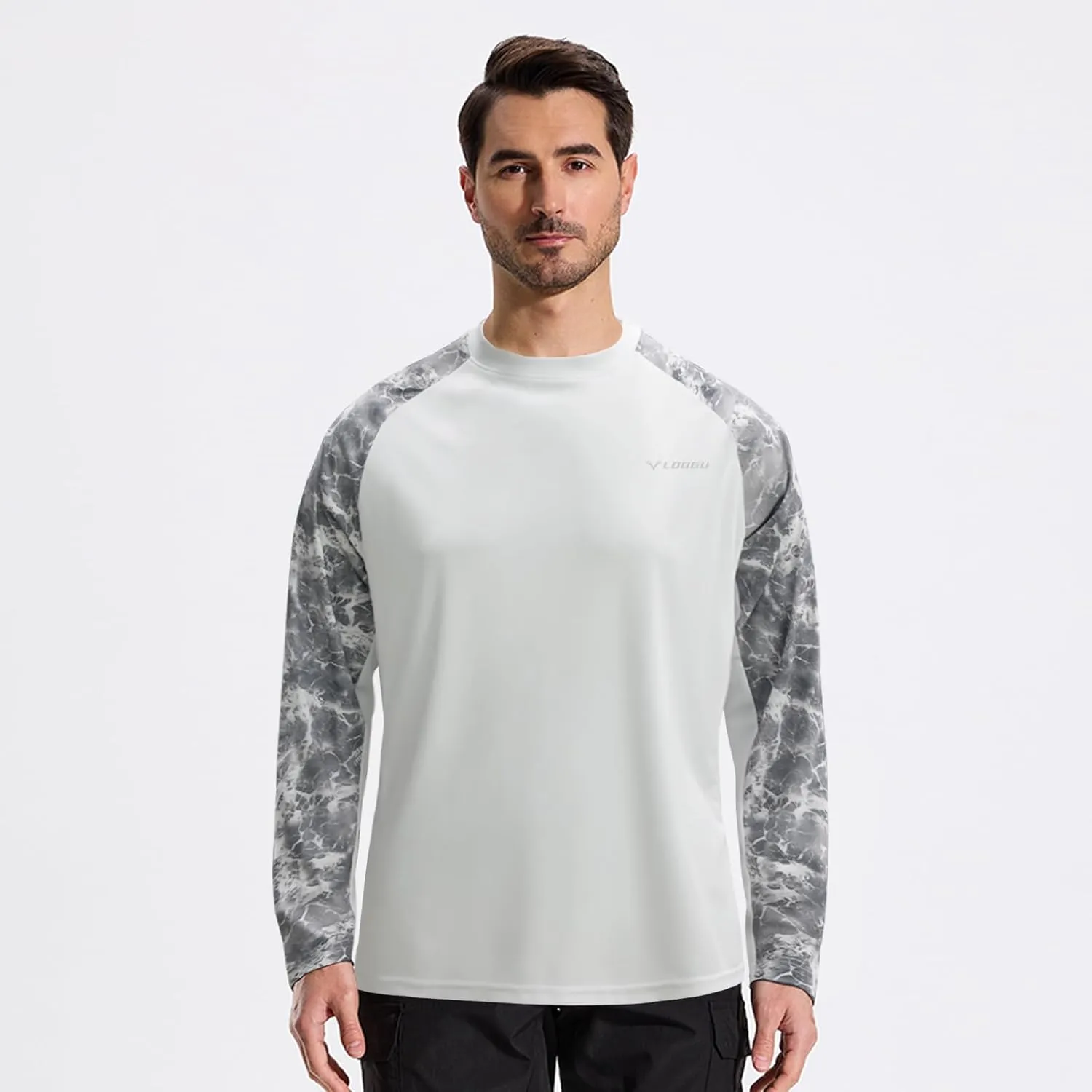 LOOGU Men's UPF 50  UV Sun Protection SPF Rash Guard Lightweight Long Sleeve Shirts Outdoor for Fishing Hiking Swimming