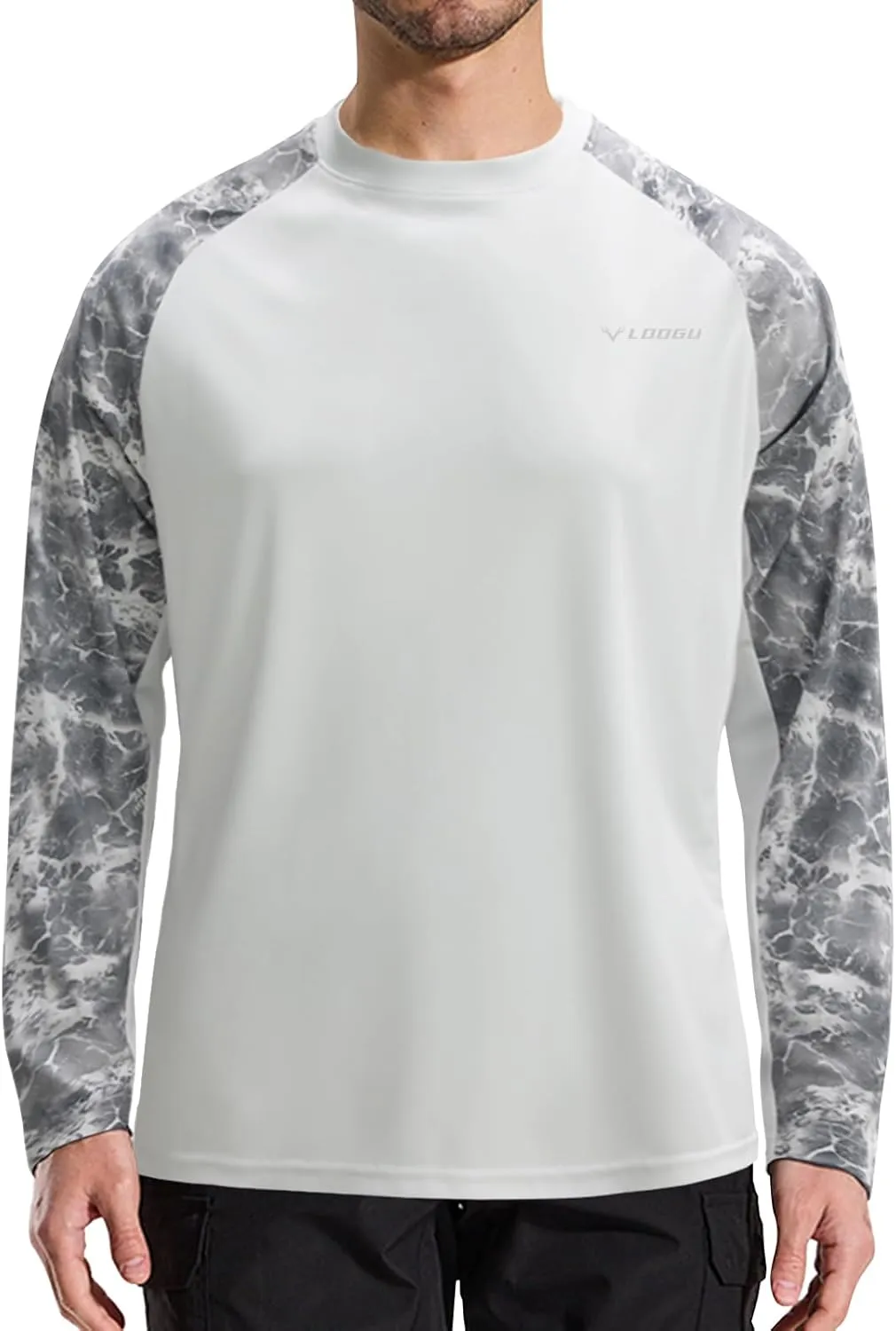 LOOGU Men's UPF 50  UV Sun Protection SPF Rash Guard Lightweight Long Sleeve Shirts Outdoor for Fishing Hiking Swimming
