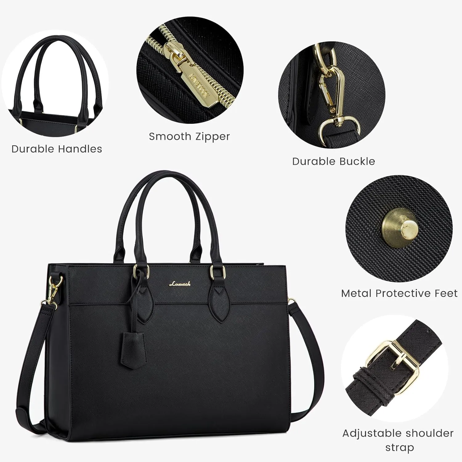 LOVEVOOK Laptop Bag for Women, 17.3 inch Laptop Tote Computer Briefcase for Work Large Waterproof Handbag Professional Shoulder Bag for Women Business Office