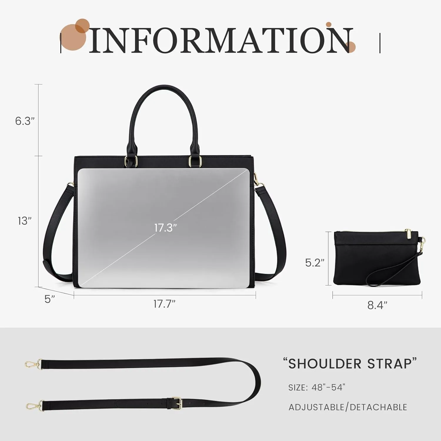 LOVEVOOK Laptop Bag for Women, 17.3 inch Laptop Tote Computer Briefcase for Work Large Waterproof Handbag Professional Shoulder Bag for Women Business Office