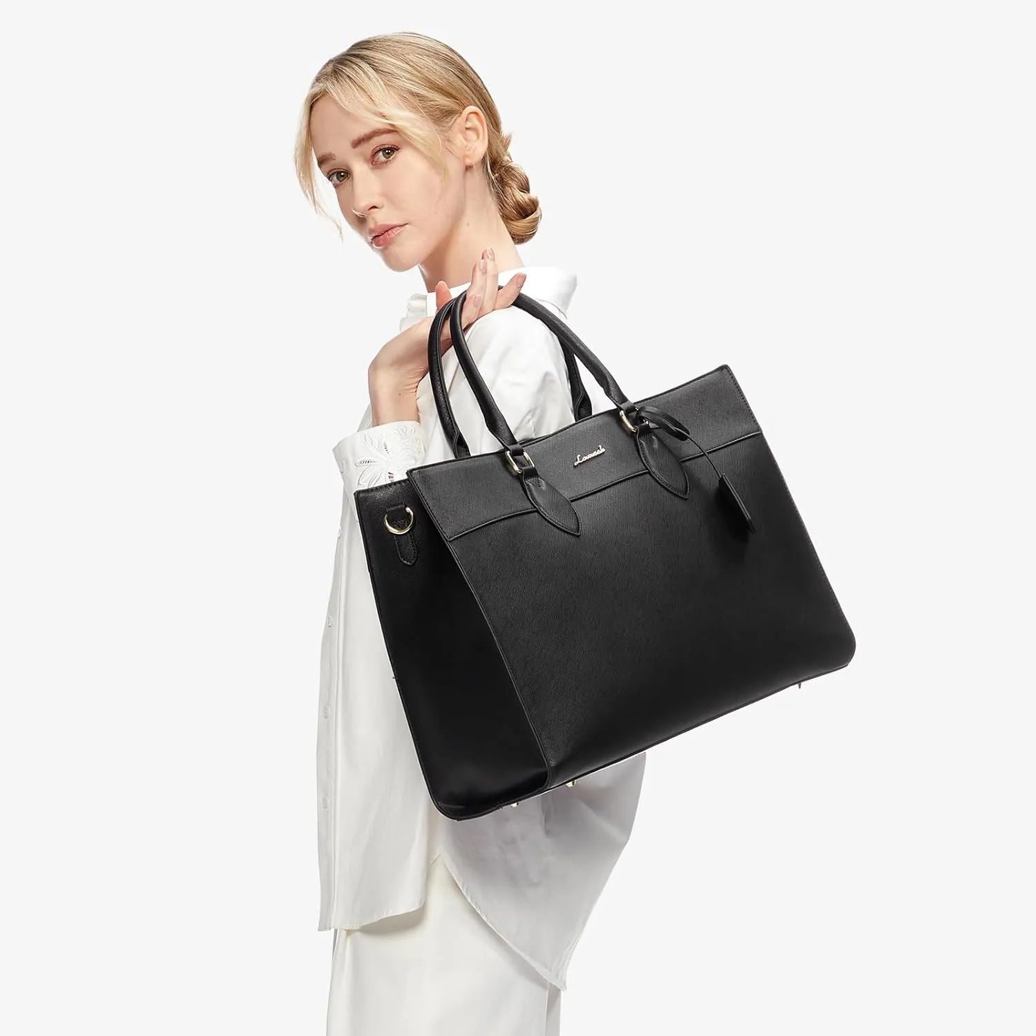 LOVEVOOK Laptop Bag for Women, 17.3 inch Laptop Tote Computer Briefcase for Work Large Waterproof Handbag Professional Shoulder Bag for Women Business Office