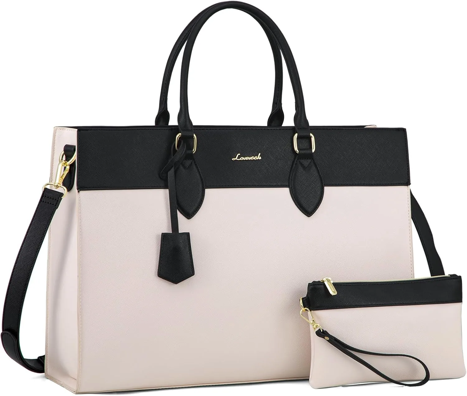 LOVEVOOK Laptop Bag for Women, 17.3 inch Laptop Tote Work Bag Purse, Large Waterproof Leather Computer Briefcase for Office