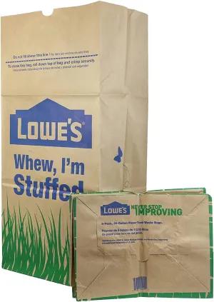 Lowes 30 Gallon Paper Lawn and Leaf Trash Bags, 5 Count (Pack Of 3) 15 Total