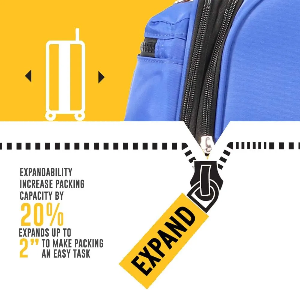 Lucas Ultra Lightweight Carry On - Expandable Softside 20 Inch Luggage - Small Rolling Bag Fits Most Airline Compartments - Durable 8-Spinner Wheels Suitcase (Royal Blue)