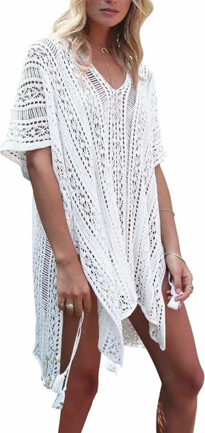 Lukitty Women's Cover Up Crochet Dress Bikini Swimsuit Swimwear Beach Cardigan