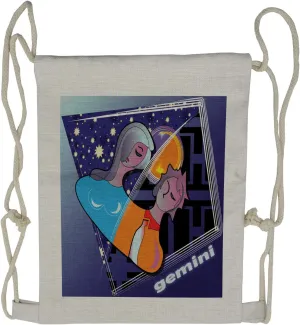Lunarable Astrology Drawstring Backpack, Gemini Couple Mercury, Sackpack Bag