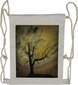 Lunarable Landscape Drawstring Backpack, Bare Tree Dramatic Sky, Sackpack Bag