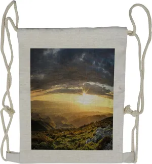 Lunarable Landscape Drawstring Backpack, Dramatic Sunset Cloudy, Sackpack Bag