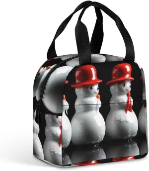 Lunch Bag for Women Men Portable Insulated Lunch Box White Snowman Sculpture LunchBox Reusable Tote Bags for Work Picnic