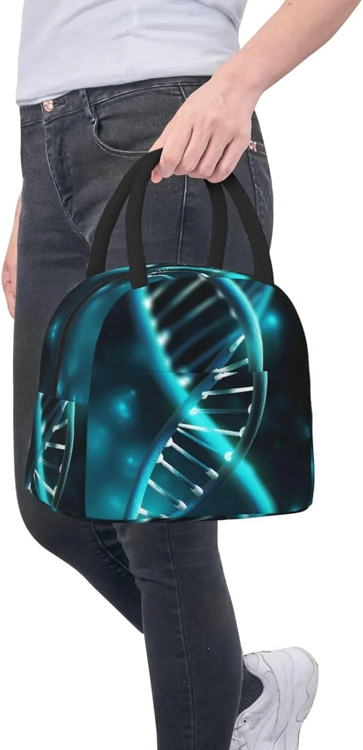 Lunch Bag Lunch Box for Women Men Reusable Insulated Lunch Tote Bag Science Gene Strand Leakproof Cooler Bag Portable Cooler Lunch Container for Picnic Travel