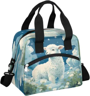 Lunch Bag Women Cute Alpaca Insulated Lunch Bag Men Lunch Box Waterproof Thermal Cooler Tote Bags with Shoulder Strap Nebula Lunch Tote Bag for Work, Picnic, Travel for Adult