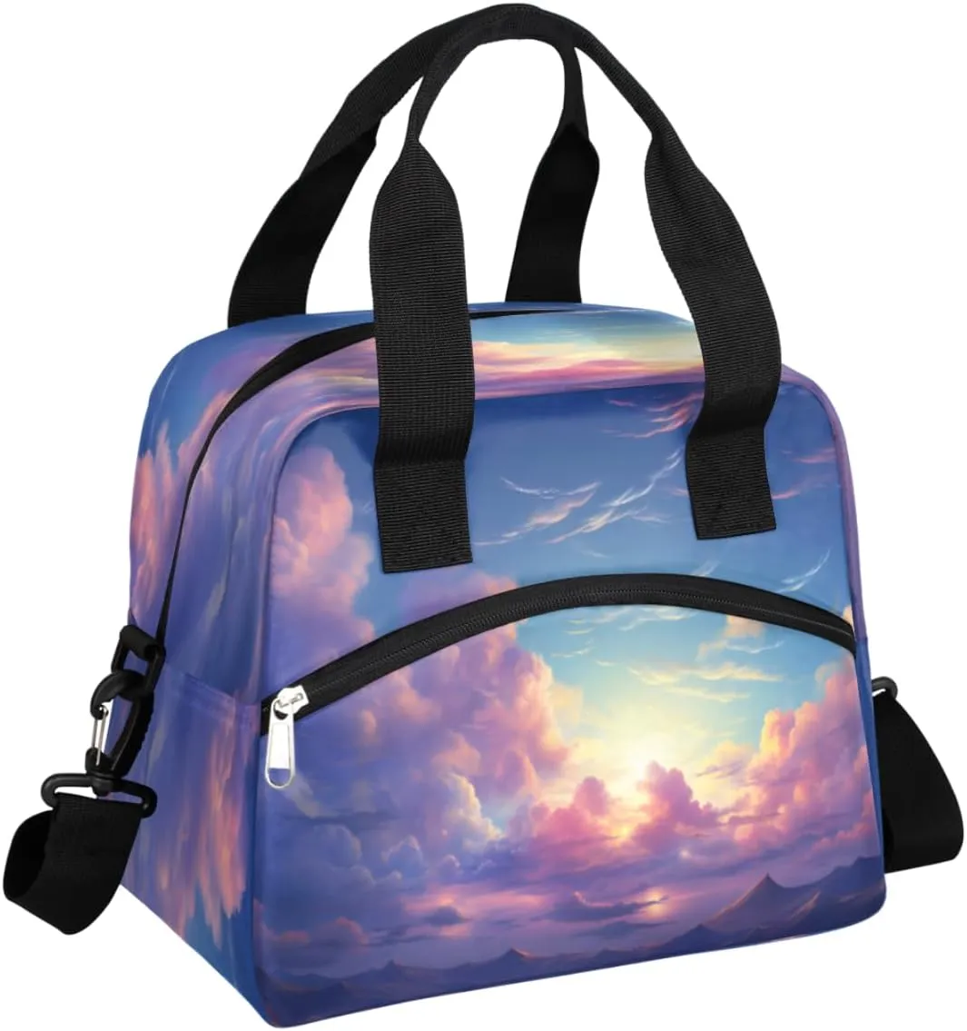 Lunch Bag Women Dreamscape Insulated Lunch Bag Men Lunch Box Waterproof Thermal Cooler Tote Bags with Shoulder Strap Space Nebula Lunch Tote Bag for Work, Picnic, Travel for Adult