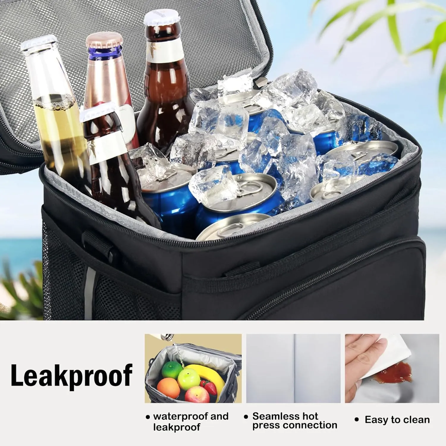 Lunch Box For Men/Women,Large Double-layer Insulated Expandable Reusable Leakproof Cooler Bags For Adults,Lunch Bag With Adjustable Shoulder Strap For Office Travel Picnic（Cyan）